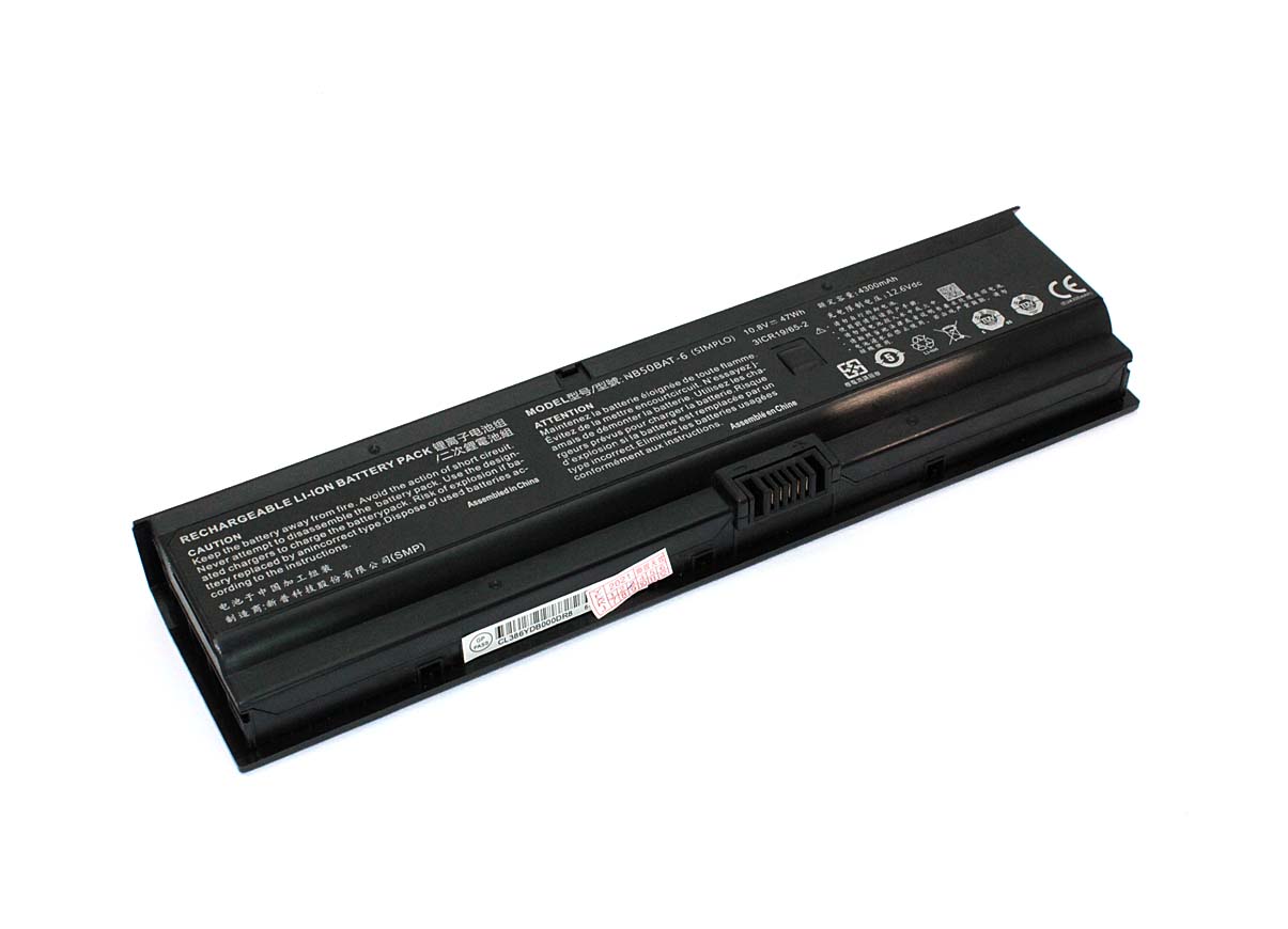 Аккумуляторная батарея для ноутбукa Clevo NB50TK1 (NB50BAT-6) 10.8V 47Wh / 4300mAh