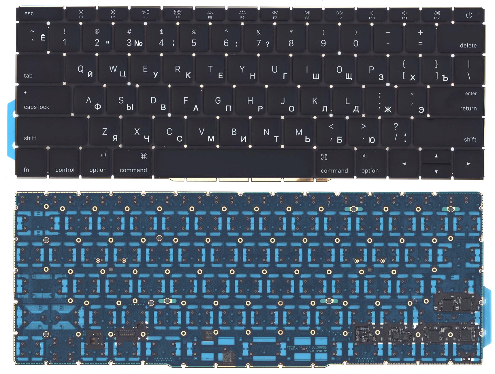 Клавиатура для ноутбука MacBook Pro 13 Retina A1708 черная плоский Enter