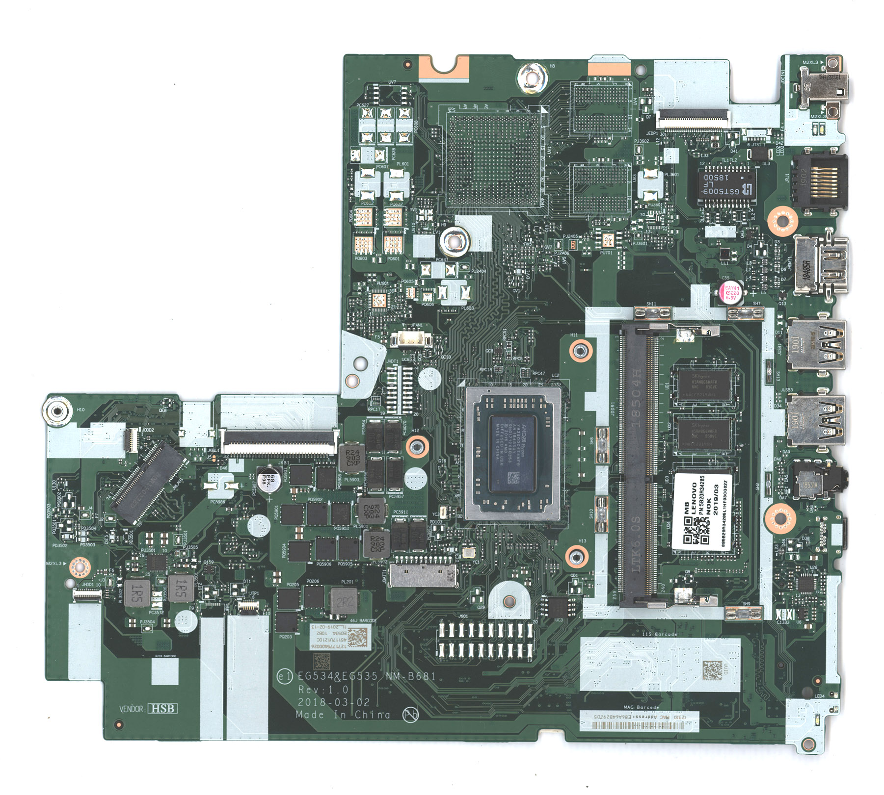 Материнская плата для Lenovo 330-15ARR R5-2500U UMA D4G NOK