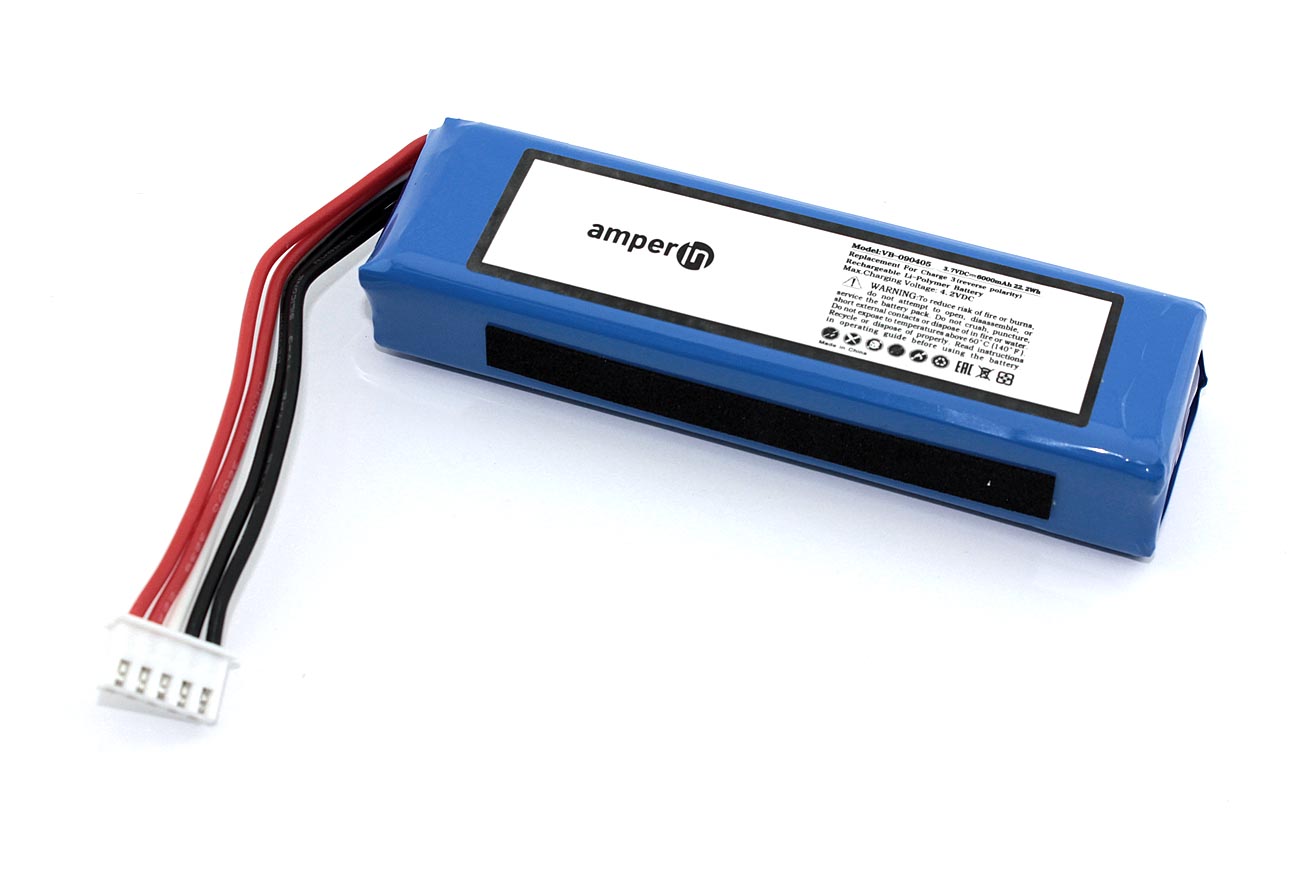 Аккумуляторная батарея Amperin для JBL Charge 3 GSP1029102A 6000mAh 3,7V (обратная полярность)