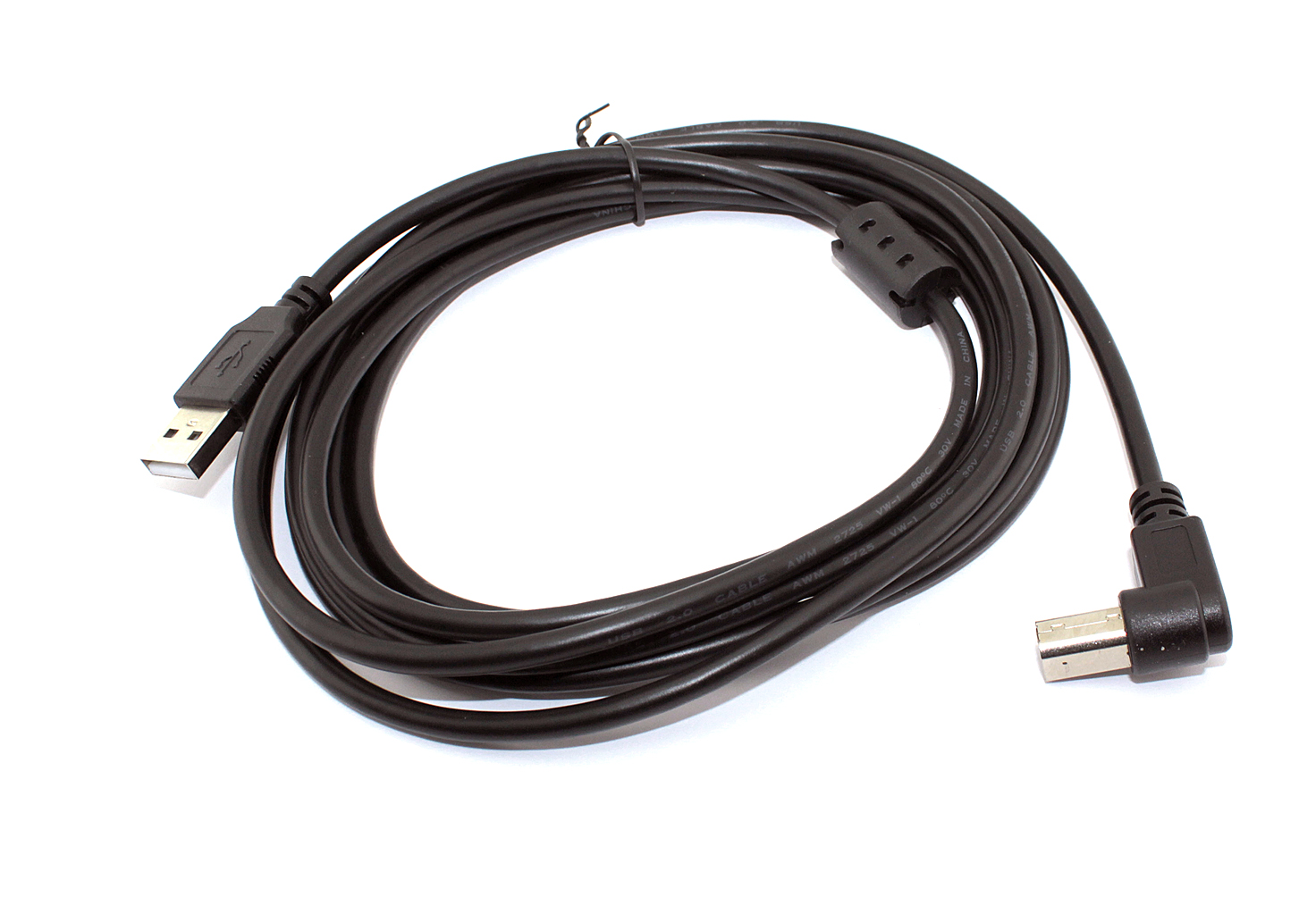 Кабель USB 2.0 на USB-B угол влево 5 м
