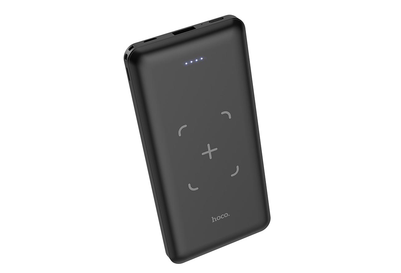 Внешний аккумулятор Powerbank HOCO J50 Surf, с беспроводной зарядкой, 2A, 10000 mAh, черный