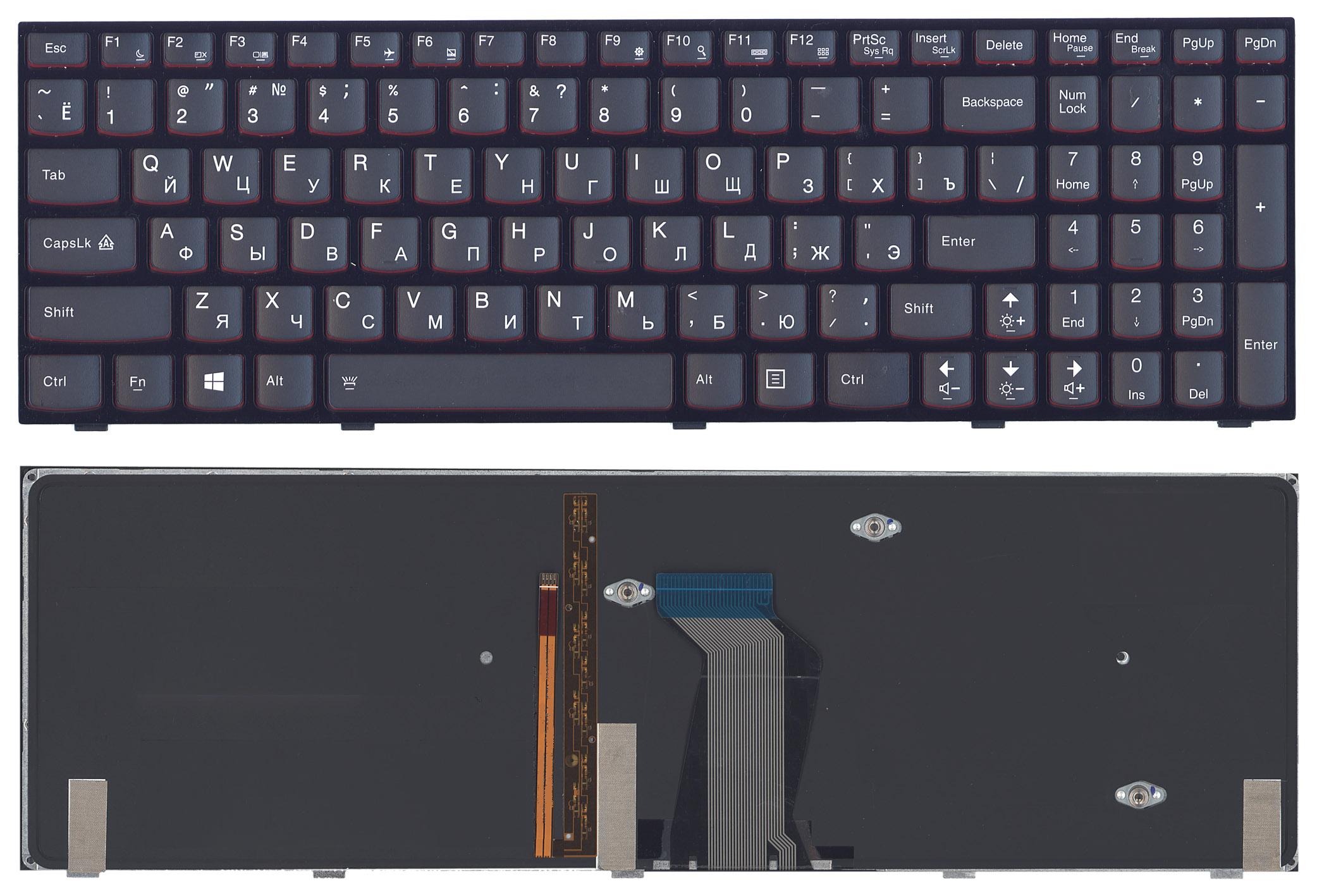 Клавиатура для ноутбука Lenovo Y500 Y500N Y500NT Y510P Y500NT-ISE черная с подсветкой