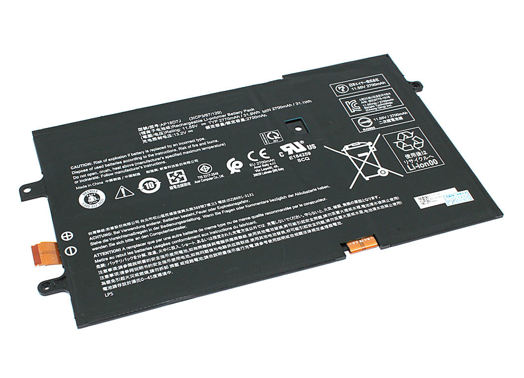 Аккумуляторная батарея для ноутбука Acer Swift 7 SF714-52 (AP18D7J) 11.55V 2770mAh
